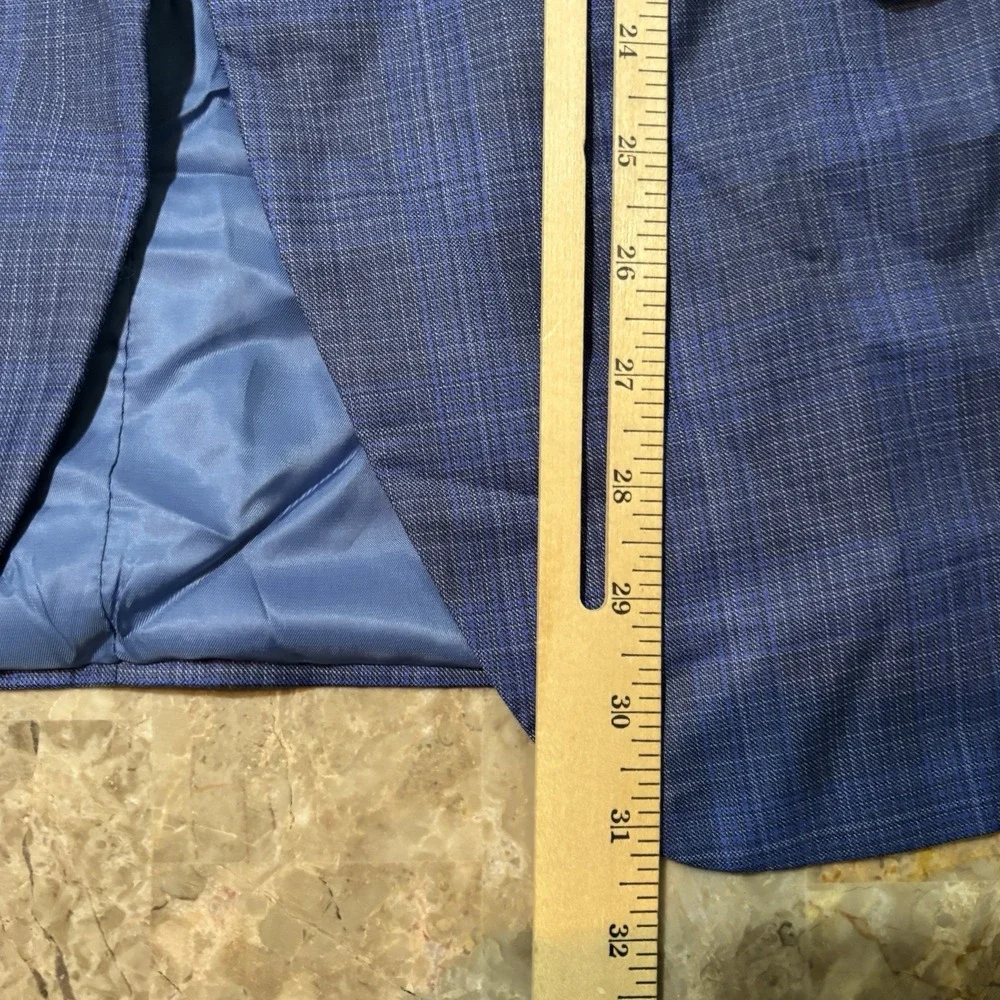 Peter Millar Blazer Mens 46R Blue 100% Wool Sport Coat Plaid Two Button